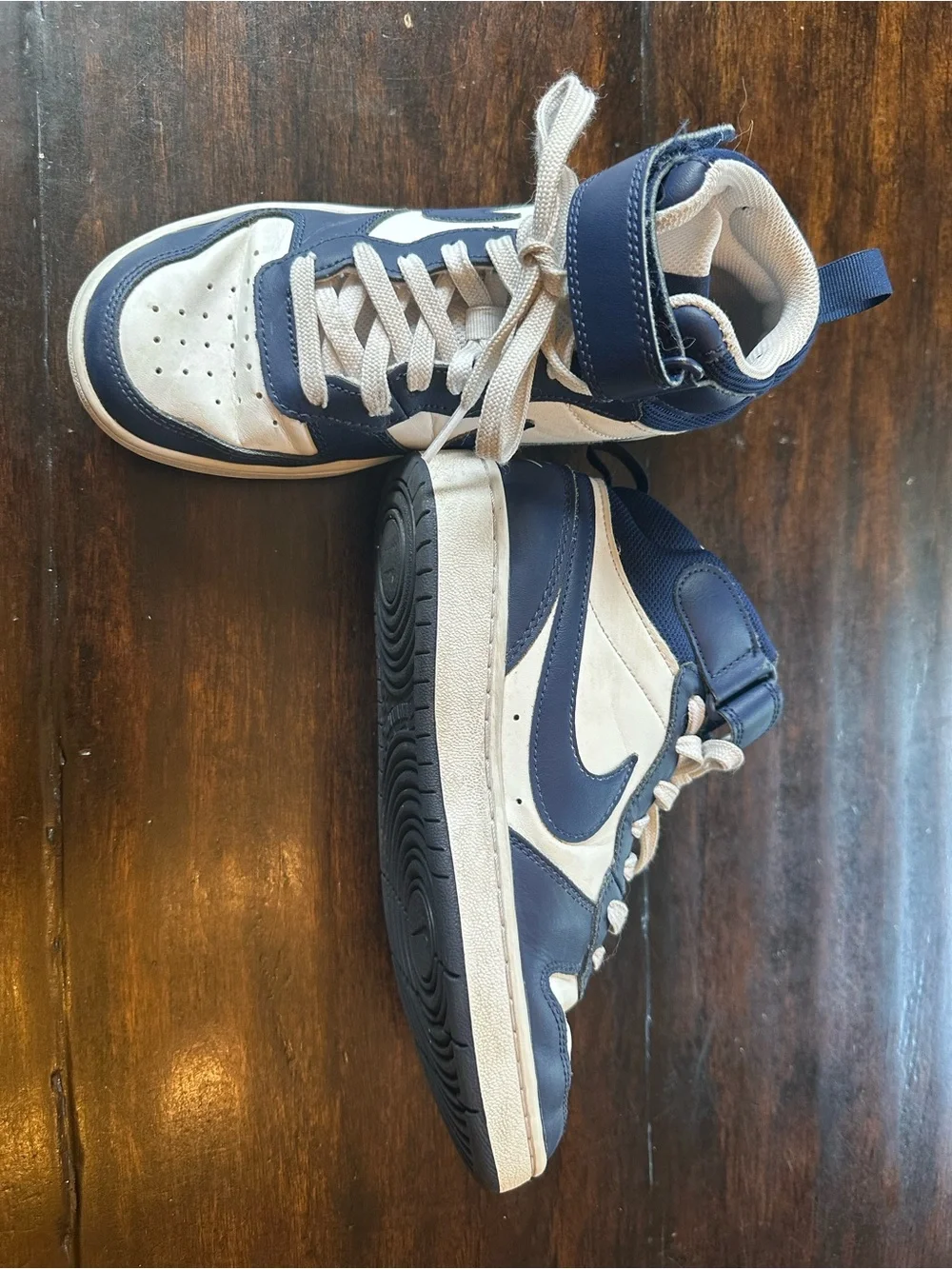 Nike Kids High-Top Sneakers in Navy and White